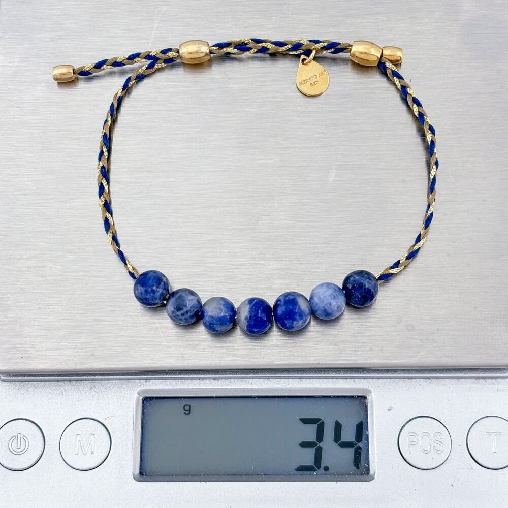 Adjustable 14kt Gold Alex and Ani Precious Threads Sodalite Bracelet - Picture 7 of 7